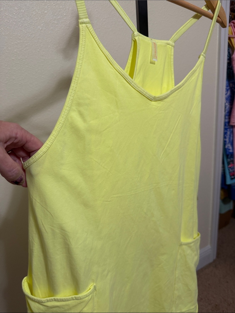 Free people 🌻Bright Yellow Sleeveless Pocket Mini Dress - Picture 9 of 9